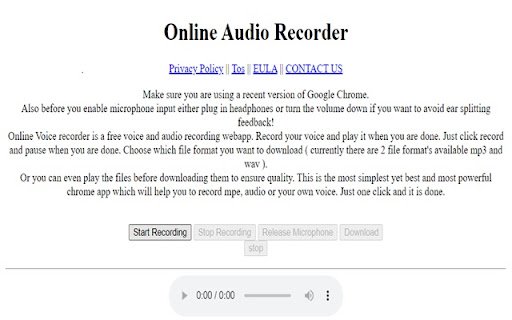 Audio Recorder | Voice Recorder  from Chrome web store to be run with OffiDocs Chromium online