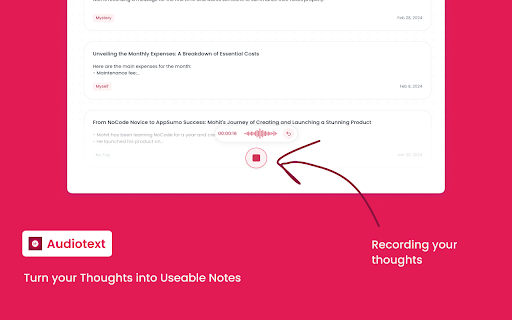 Audiotext AI  from Chrome web store to be run with OffiDocs Chromium online
