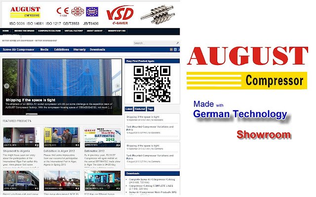 AUGUST Srew Air Compressor Show Room  from Chrome web store to be run with OffiDocs Chromium online