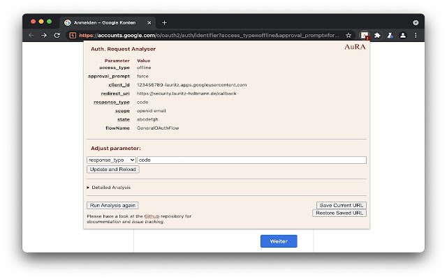 AuRA Aut. Richiedi Analyzer dal Chrome Web Store per essere eseguito con OffiDocs Chromium online
