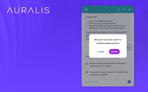 Auralis AI Support  from Chrome web store to be run with OffiDocs Chromium online