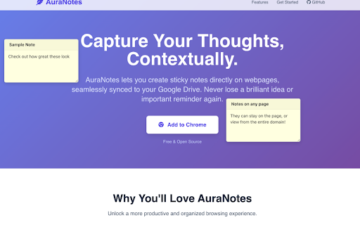 AuraNotes  from Chrome web store to be run with OffiDocs Chromium online