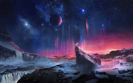 Aurora Over Frozen Falls  from Chrome web store to be run with OffiDocs Chromium online