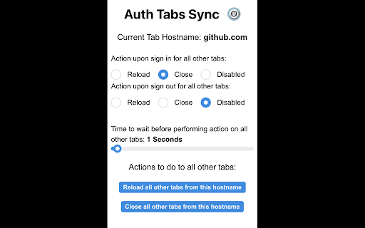 Auth Tabs Sync  from Chrome web store to be run with OffiDocs Chromium online