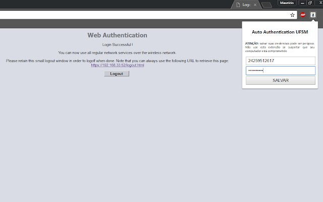 Autenticação automática UFSM da Chrome Web Store para ser executada com OffiDocs Chromium online