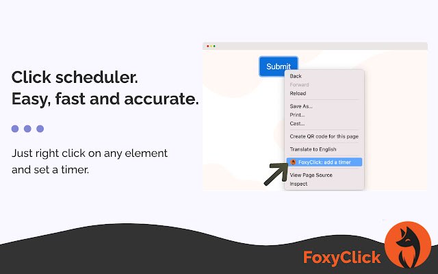 Auto Click Scheduler FoxyClick  from Chrome web store to be run with OffiDocs Chromium online