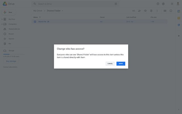 تأیید خودکار Google Drive Move Popup از فروشگاه وب Chrome برای اجرای آنلاین با OffiDocs Chromium