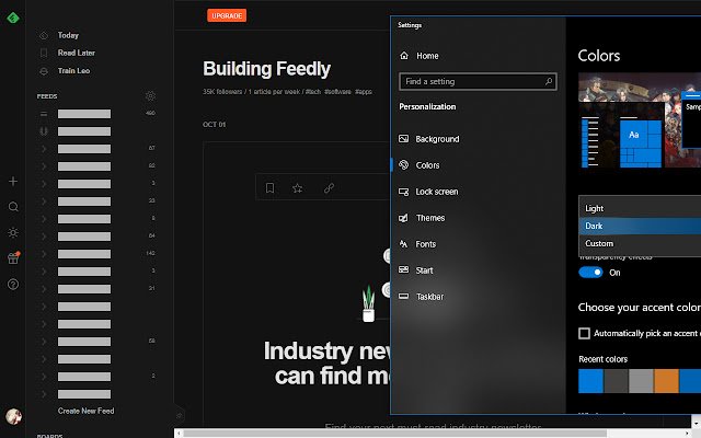 Auto Dark Theme for Feedly  from Chrome web store to be run with OffiDocs Chromium online