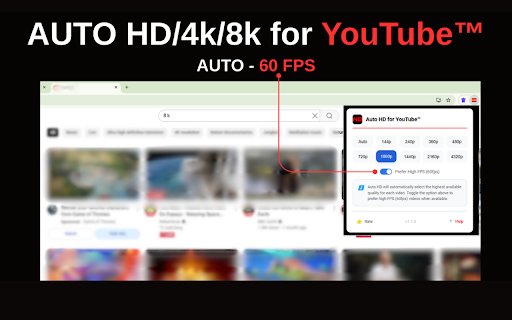 Auto HD for YouTube  from Chrome web store to be run with OffiDocs Chromium online