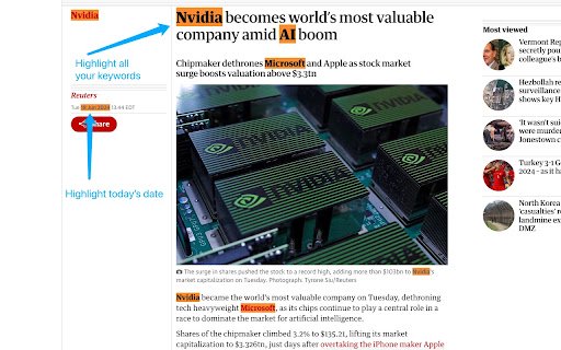 Auto Highlighter  from Chrome web store to be run with OffiDocs Chromium online