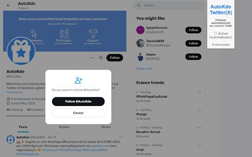 AutoKdo Twitter(X)  from Chrome web store to be run with OffiDocs Chromium online