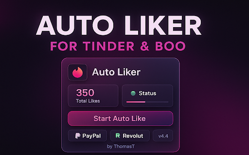 Auto Liker for Tinder  Boo  from Chrome web store to be run with OffiDocs Chromium online