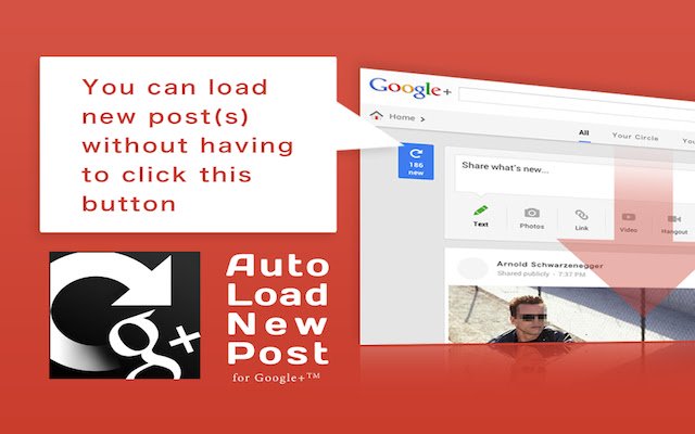 Carregamento automático de novas postagens para Google+™ da loja on-line do Chrome para execução com o OffiDocs Chromium on-line