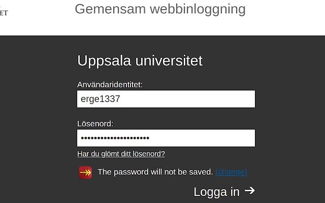 Automatyczne logowanie na Uniwersytet w Uppsali ze sklepu internetowego Chrome do uruchomienia z OffiDocs Chromium online