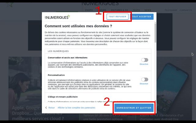 Cancelamento automático de cookies Quantcast da loja virtual do Chrome para serem executados com o OffiDocs Chromium online