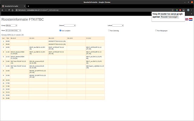 Automatisch rooster uploaden naar G Calendar  from Chrome web store to be run with OffiDocs Chromium online