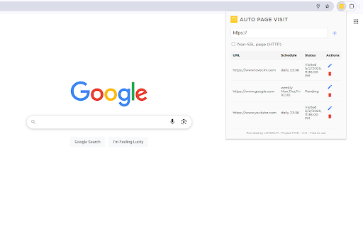 Auto Page Visit  from Chrome web store to be run with OffiDocs Chromium online