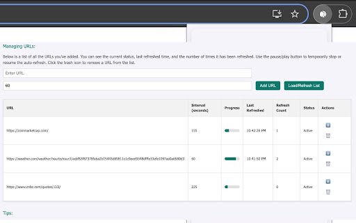 Auto Refresh with Progress  from Chrome web store to be run with OffiDocs Chromium online