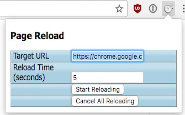Auto Reload Target URL  from Chrome web store to be run with OffiDocs Chromium online
