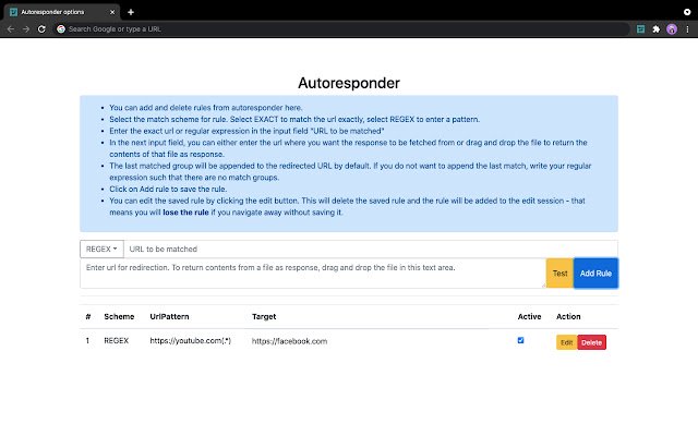 AutoResponder Chrome ຈາກຮ້ານເວັບ Chrome ທີ່ຈະດໍາເນີນການກັບ OffiDocs Chromium ອອນໄລນ໌
