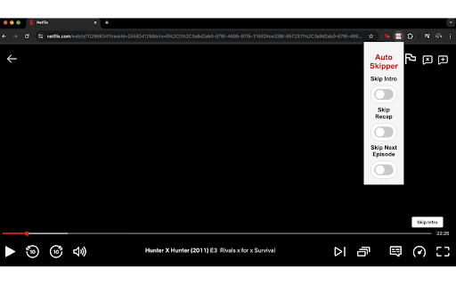 AutoSkipper  from Chrome web store to be run with OffiDocs Chromium online