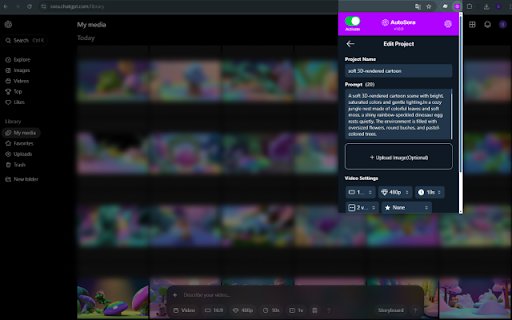 AutoSora  from Chrome web store to be run with OffiDocs Chromium online