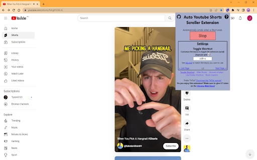 Auto Youtube Shorts Scroller  from Chrome web store to be run with OffiDocs Chromium online