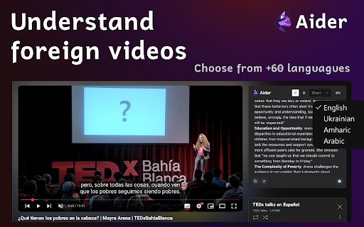 AVA Aider — free YouTube summary  from Chrome web store to be run with OffiDocs Chromium online
