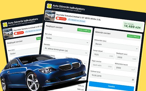 Avto Gömrük Kalkulyatoru  from Chrome web store to be run with OffiDocs Chromium online