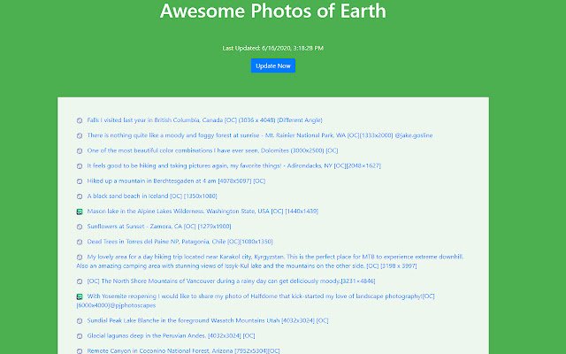Awesome Photos of Earth  from Chrome web store to be run with OffiDocs Chromium online