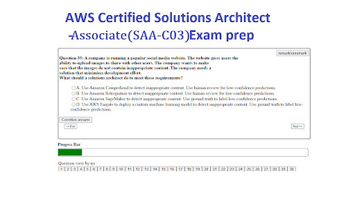 AWS Certified Solutions Architect Associate (SAA C03) Exam prep plugin from Chrome web store to be run with OffiDocs Chromium online AWS Certified Solutions Architect Associate (SAA C03) Exam prep plugin from Chrome web store to be run with OffiDocs Chromium online