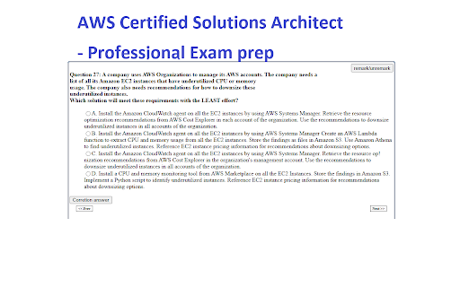 AWS Certified Solutions Architect Professional SAP C02 Exam prep plugin  from Chrome web store to be run with OffiDocs Chromium online