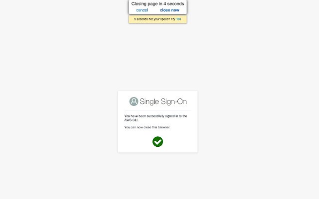 AWS CLI Authentication Page Auto Closer من متجر Chrome الإلكتروني ليتم تشغيلها مع OffiDocs Chromium عبر الإنترنت