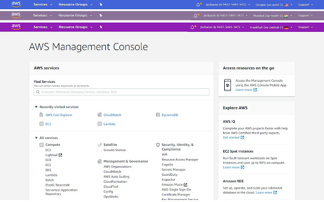 AWS console regions color  from Chrome web store to be run with OffiDocs Chromium online