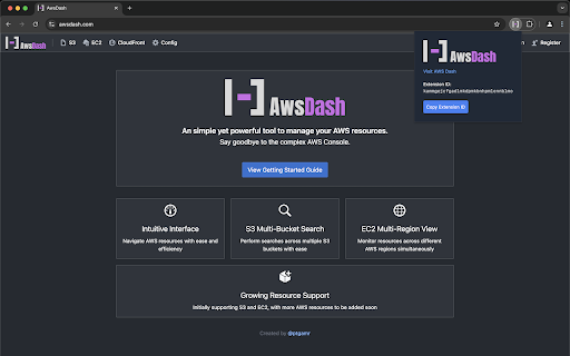 AwsDash  from Chrome web store to be run with OffiDocs Chromium online