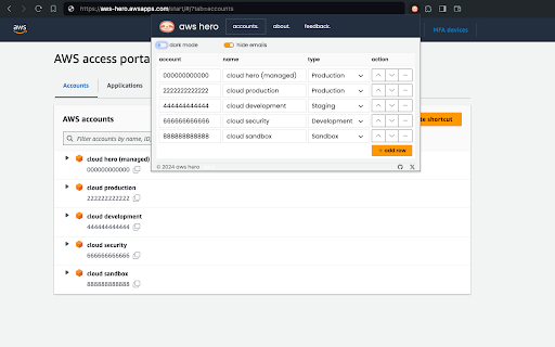 AWS Hero  from Chrome web store to be run with OffiDocs Chromium online