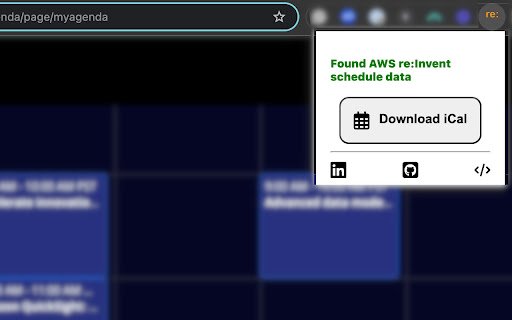 AWS re:Invent iCal Chrome extension  from Chrome web store to be run with OffiDocs Chromium online