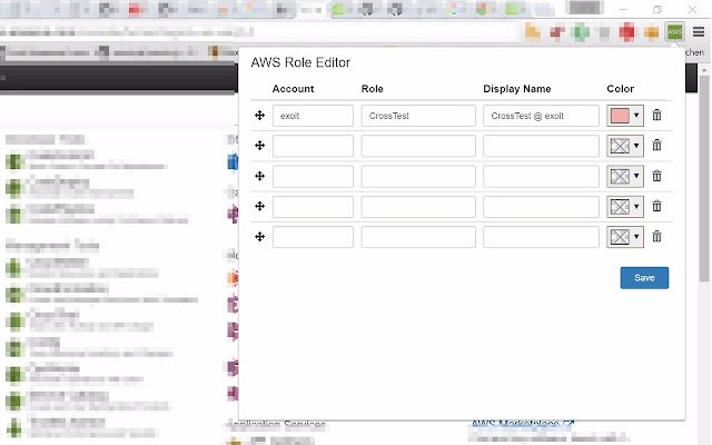 AWS Role Editor  from Chrome web store to be run with OffiDocs Chromium online