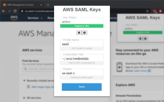 کلیدهای AWS SAML از فروشگاه وب Chrome برای اجرا با OffiDocs Chromium به صورت آنلاین