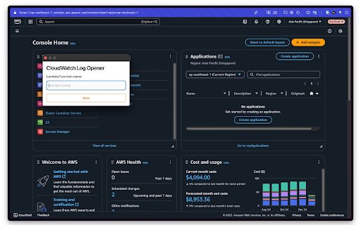 AWS Tools  from Chrome web store to be run with OffiDocs Chromium online