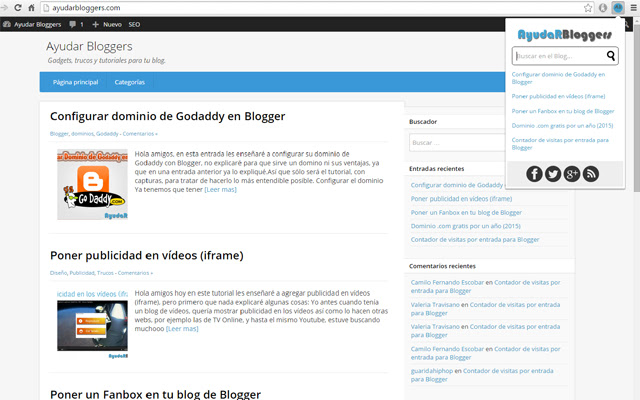 Chrome Web ストアの Ayudar Bloggers を OffiDocs Chromium オンラインで実行