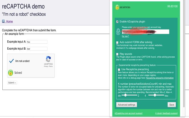 AZcaptcha automatic captcha solver  from Chrome web store to be run with OffiDocs Chromium online