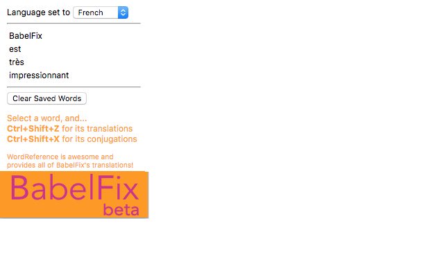 Chrome वेब स्टोर से BabelFix को OffiDocs क्रोमियम ऑनलाइन के साथ चलाया जाएगा