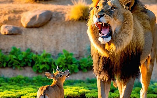 Baby deer and lion  from Chrome web store to be run with OffiDocs Chromium online