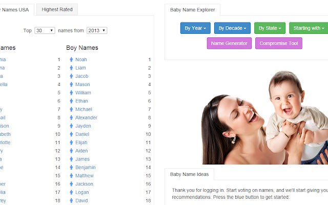 Baby Namester mula sa Chrome web store na tatakbo sa OffiDocs Chromium online