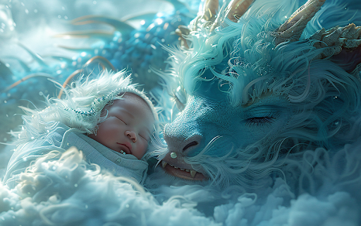 Baby sleeps with magical dragon  from Chrome web store to be run with OffiDocs Chromium online