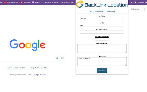 BackLinkLocation  from Chrome web store to be run with OffiDocs Chromium online