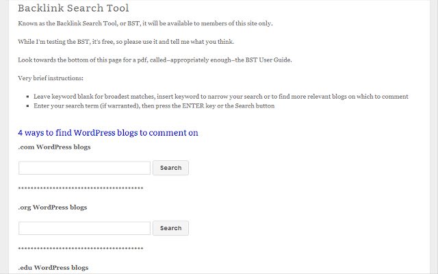 Backlink Search Tool  from Chrome web store to be run with OffiDocs Chromium online
