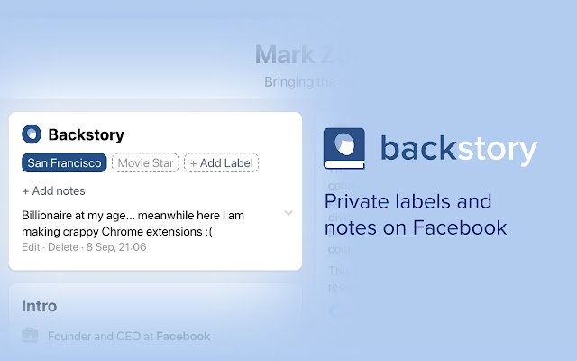 バックストーリー: Facebook の友達を思い出してください! OffiDocs Chromium online で実行する Chrome Web ストアから