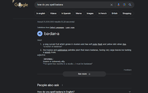 BADANA  from Chrome web store to be run with OffiDocs Chromium online